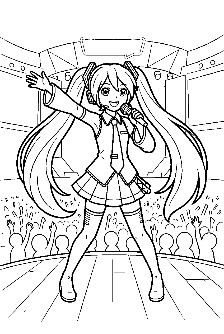 hatsune miku in concert arena line art