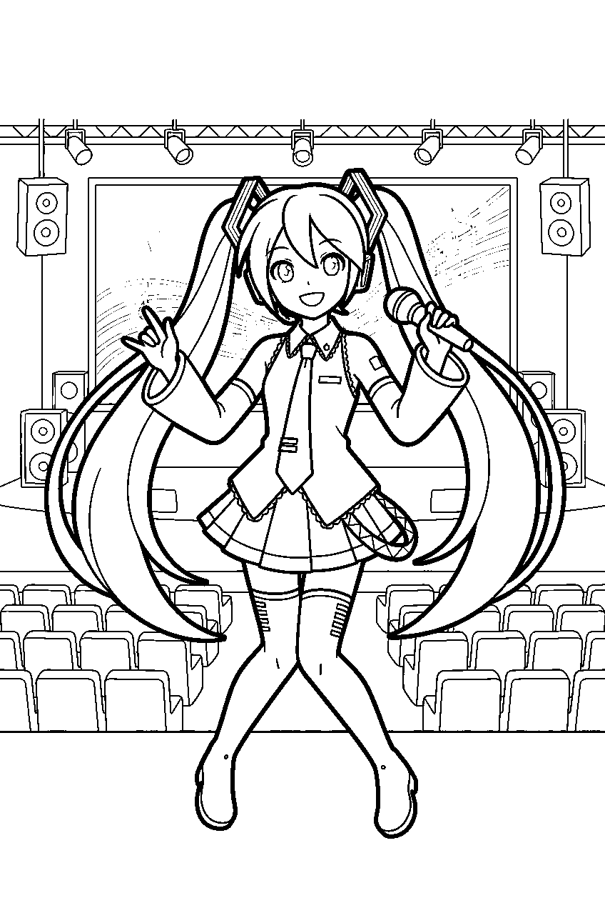 hatsune miku in digital concert hall line art