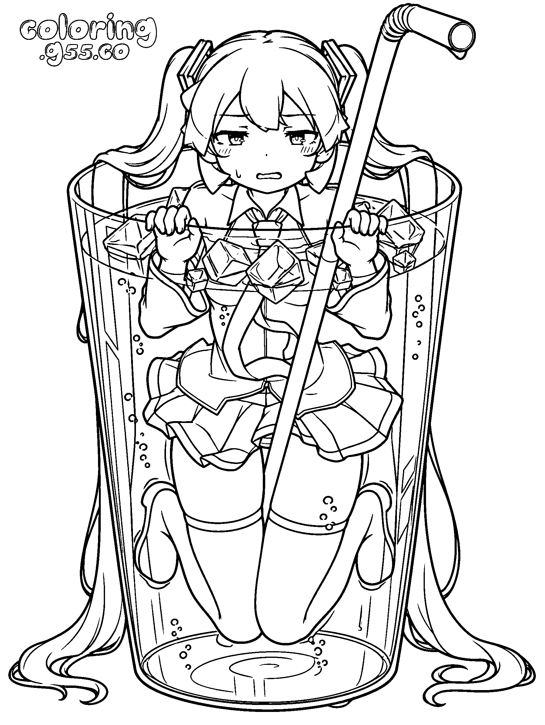 hatsune miku in glass line art