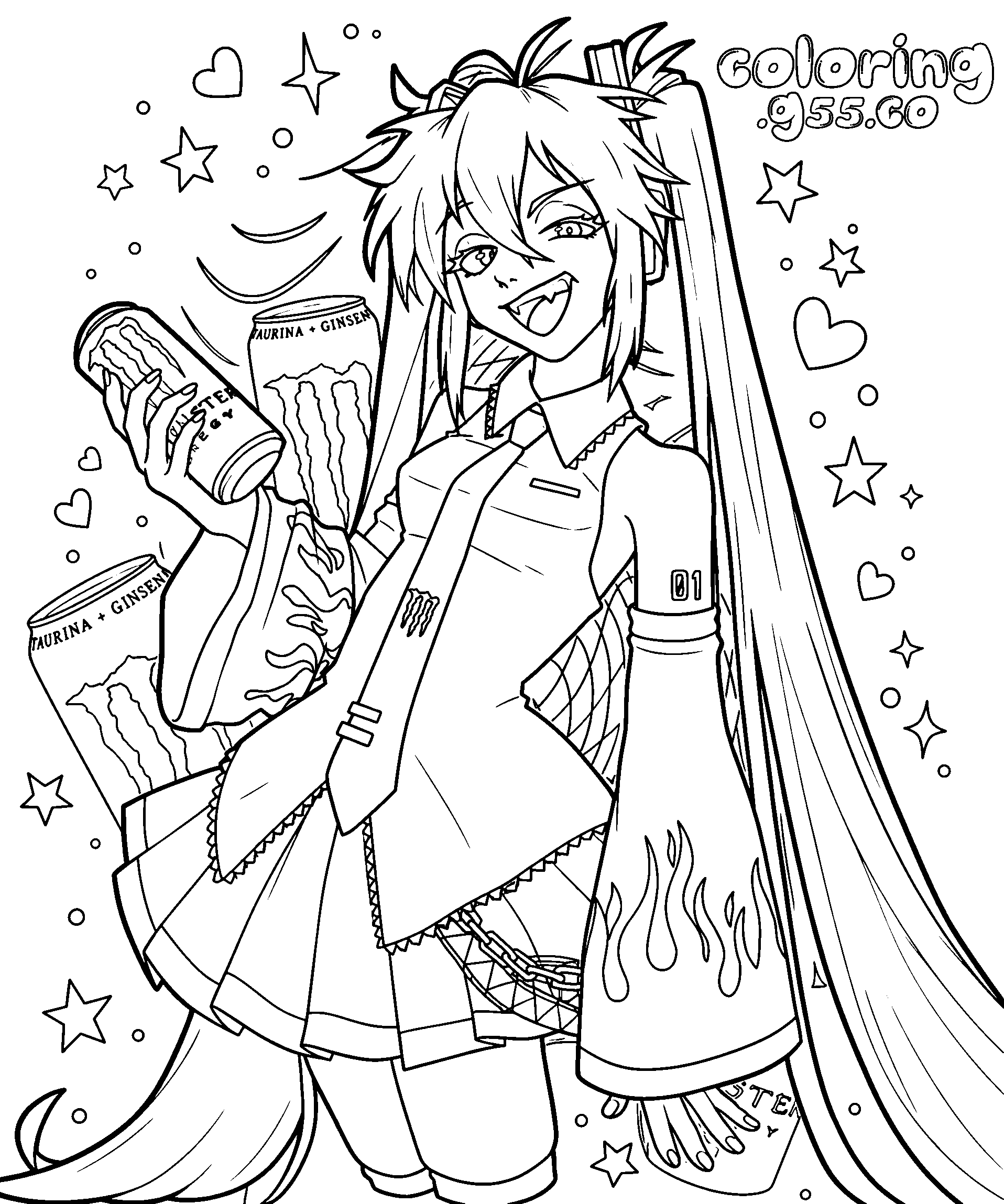 hatsune miku monster energy drink line art
