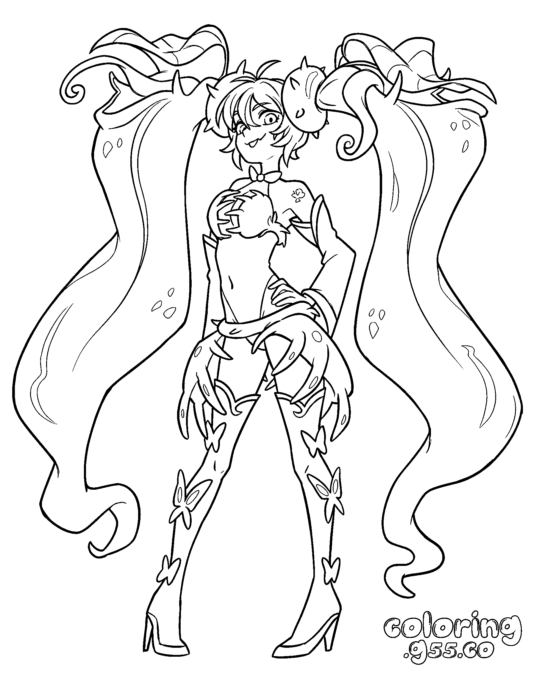 hatsune miku monster outfit line art