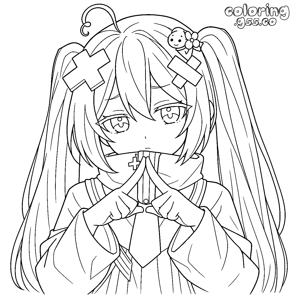 hatsune miku nurse medical cross clips line art for kids