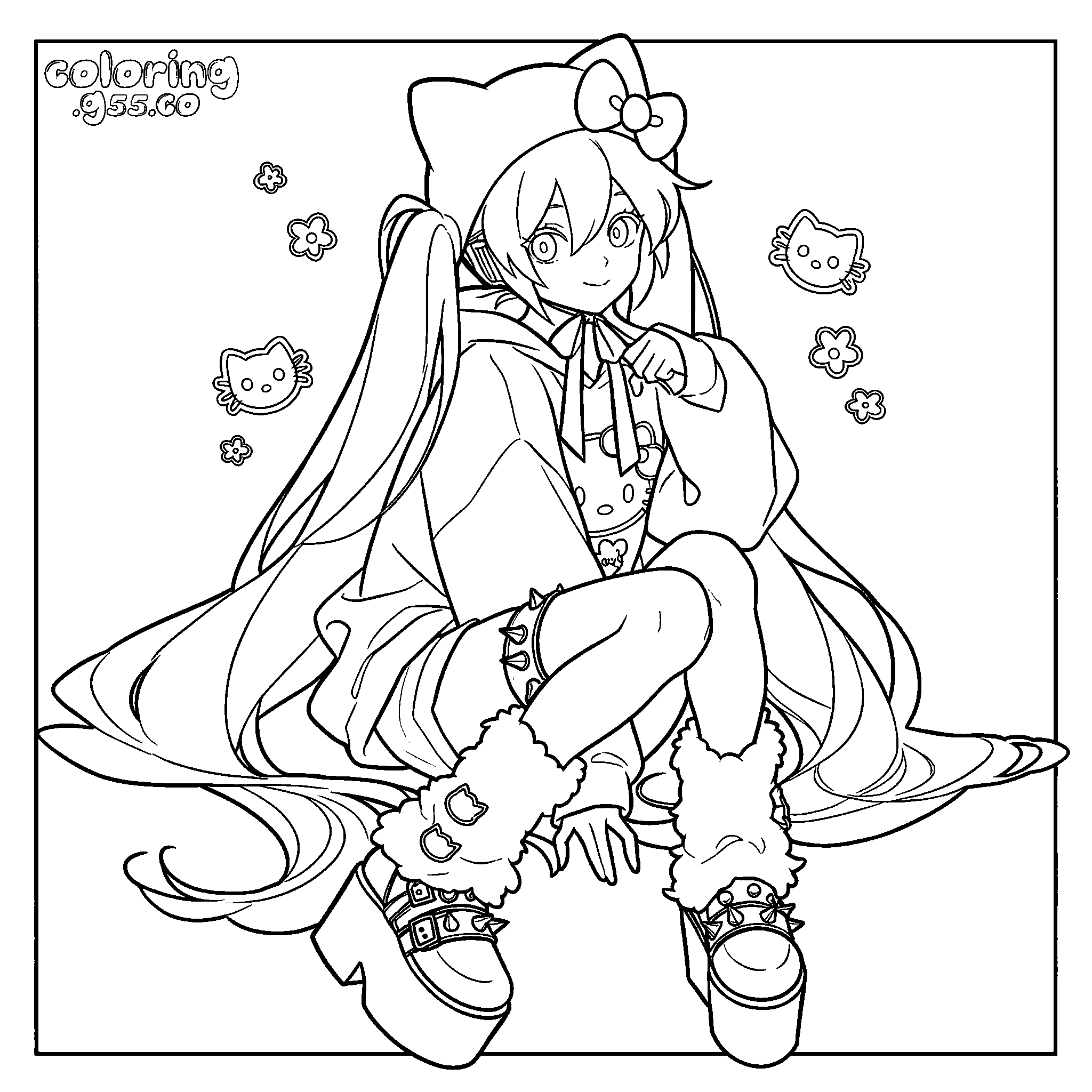 hello kitty beanie hatsune miku kawaii fashion platform boots line art for kids