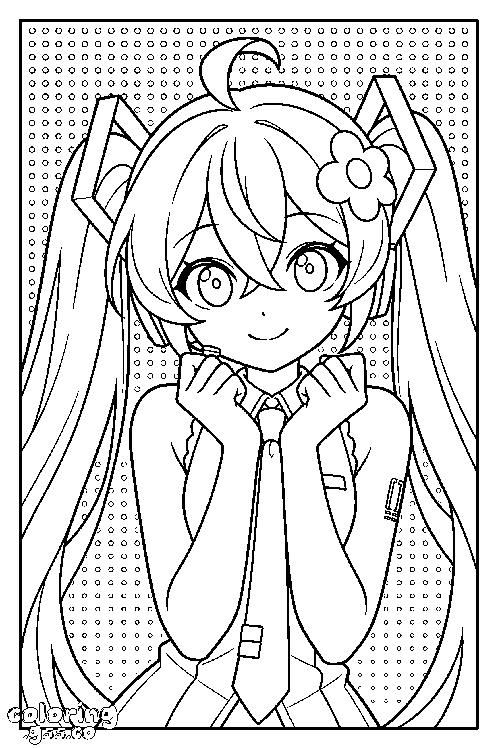 kawaii hatsune miku flower clip line art