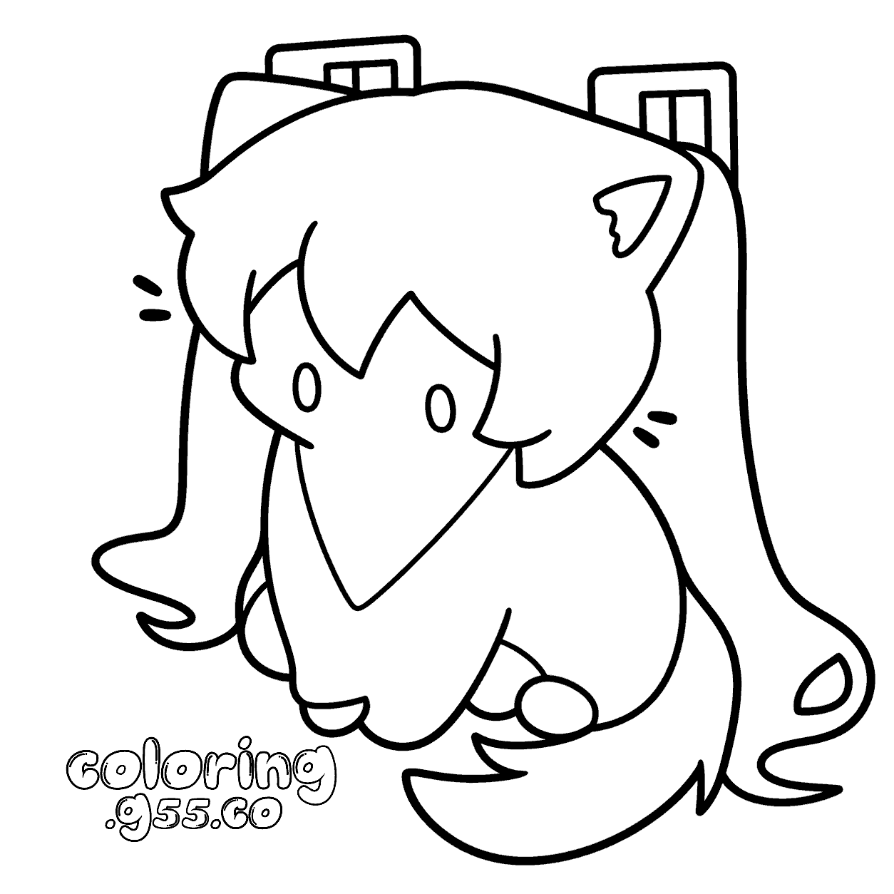 kawaii miku cat meme cute sitting vocaloid kitten line art for kids