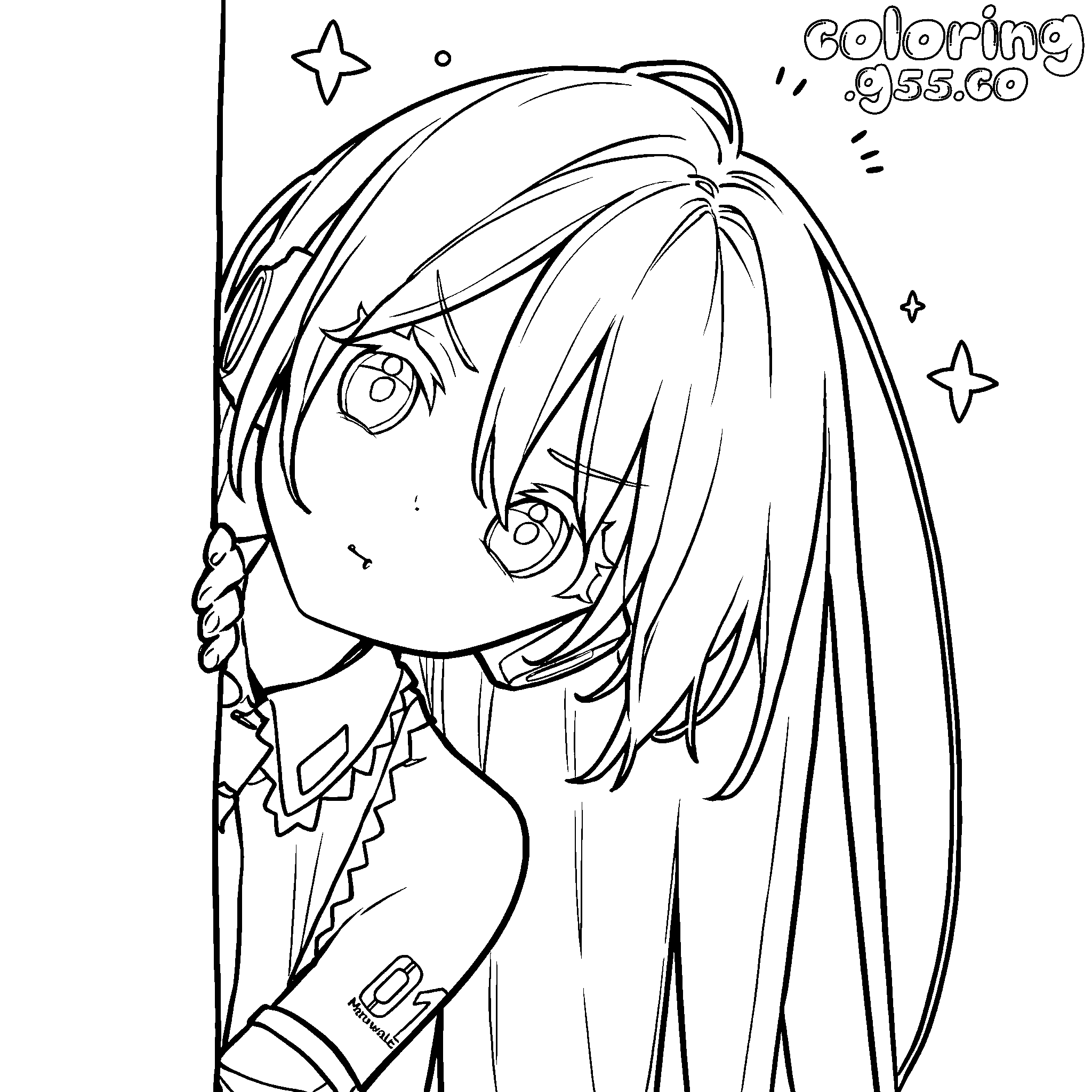 peeking hatsune miku anime line art sheets for kids