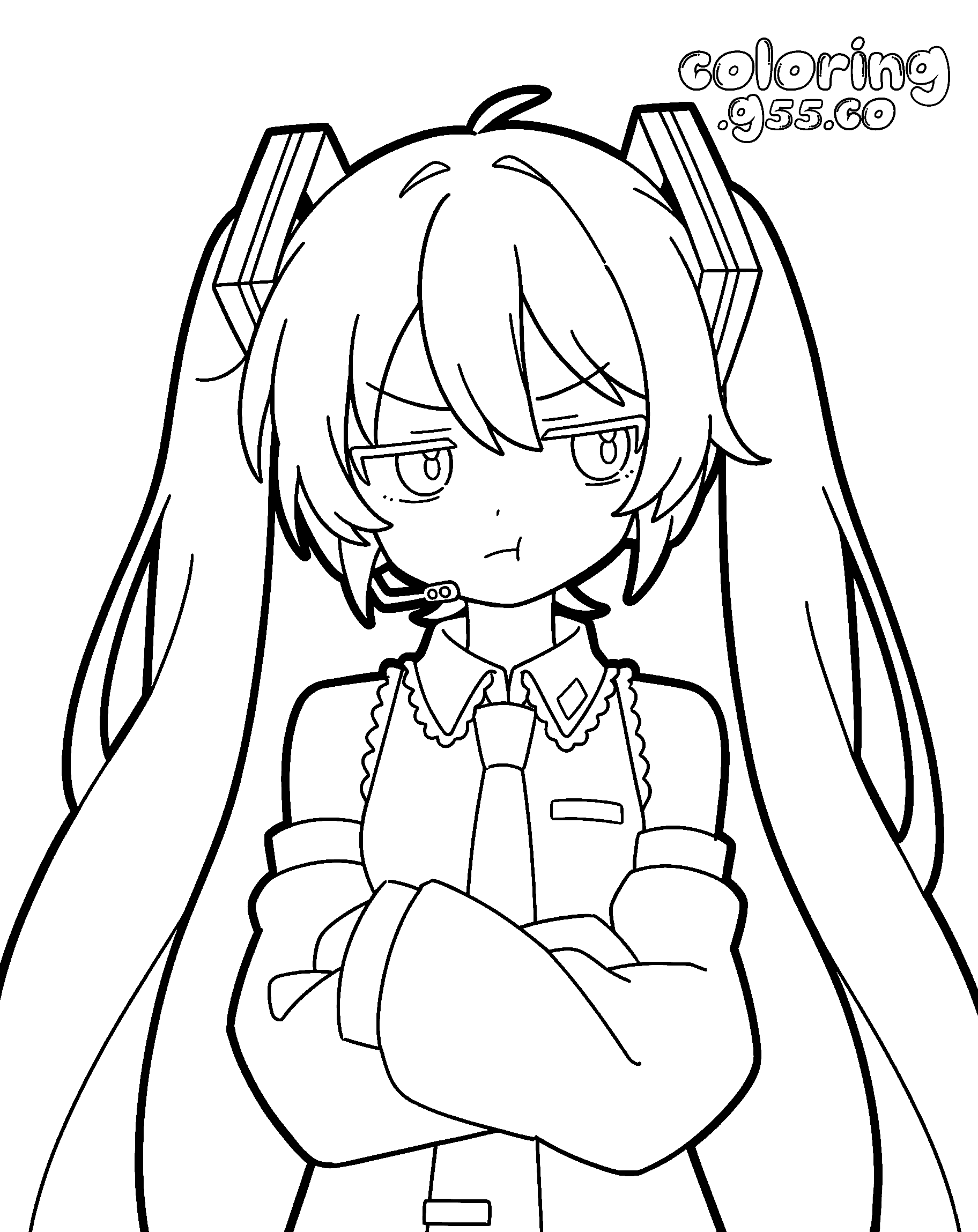 pouting hatsune miku pouty face line art anime vocaloid for kids