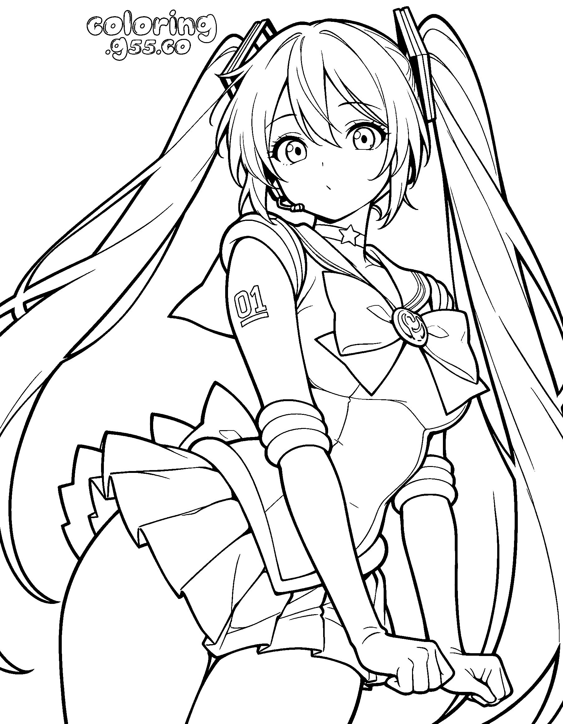 sailor moon crossover hatsune miku magical girl uniform line art anime for kids