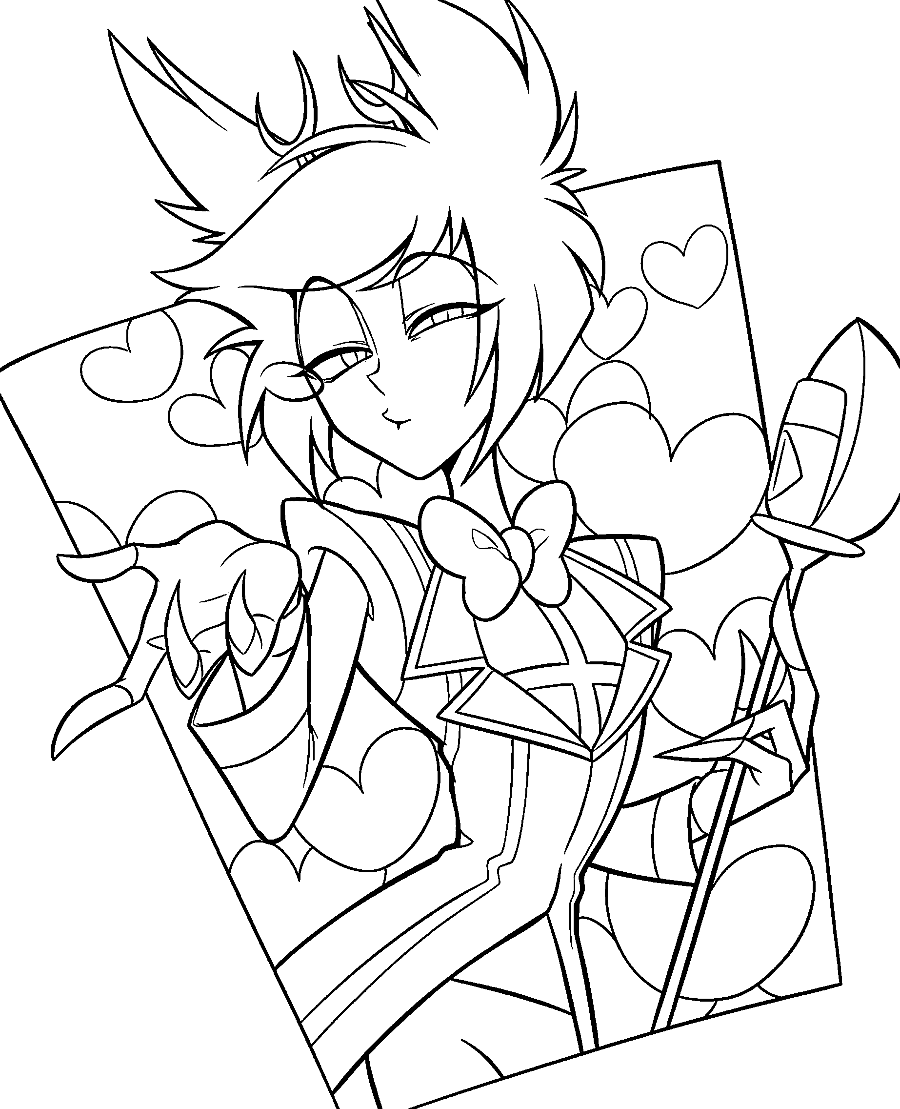 alastor blowing air kiss hazbin hotel line art for kids