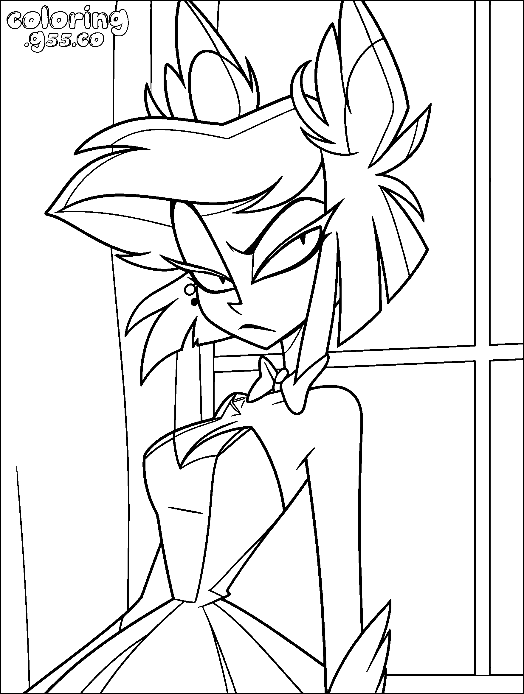 alastor female version dress hazbin hotel line art
