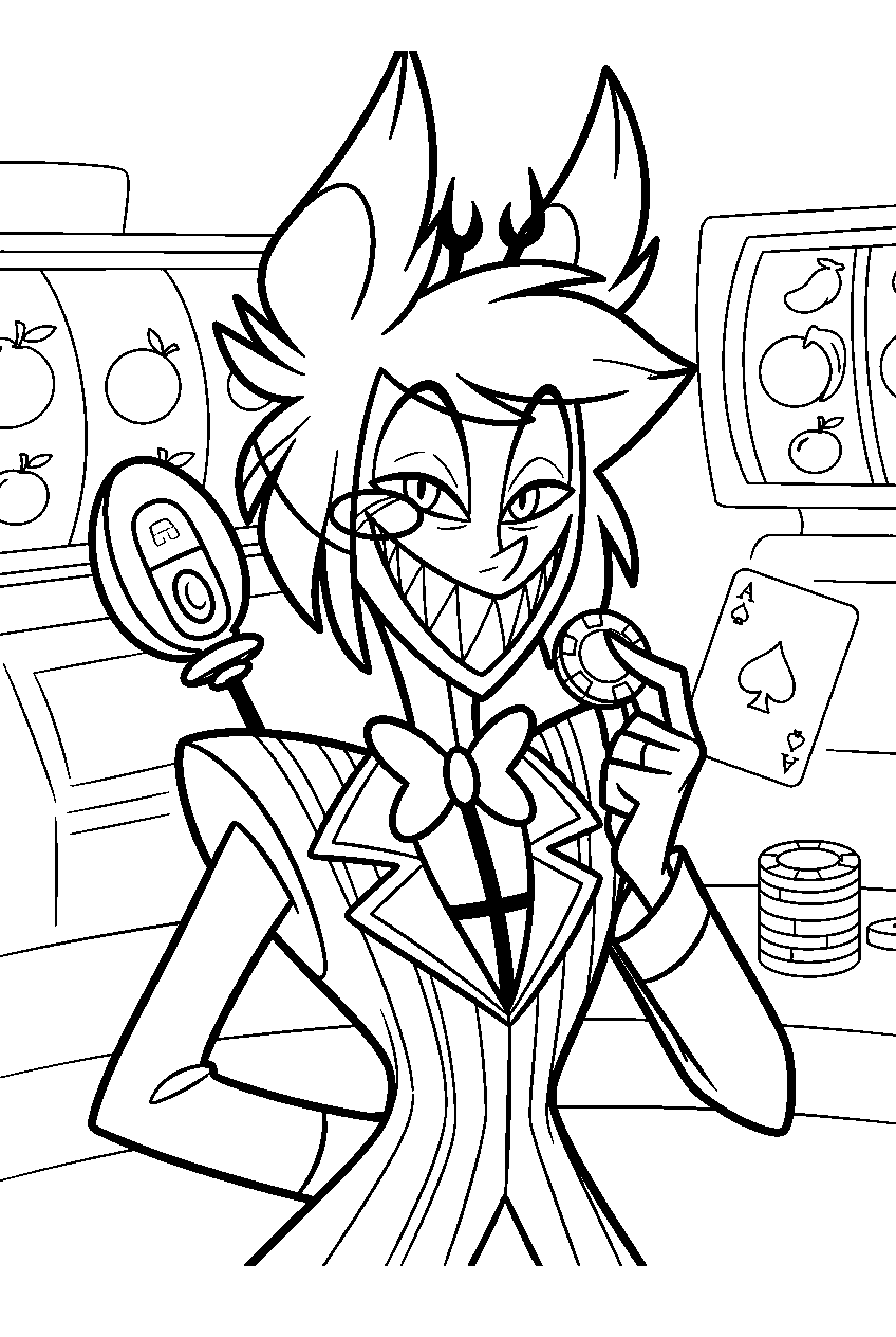 hazbin hotel alastor in casino line art