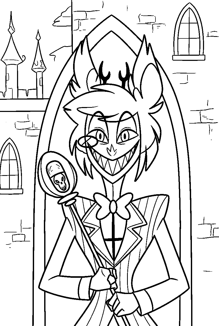 hazbin hotel alastor in demon castle line art