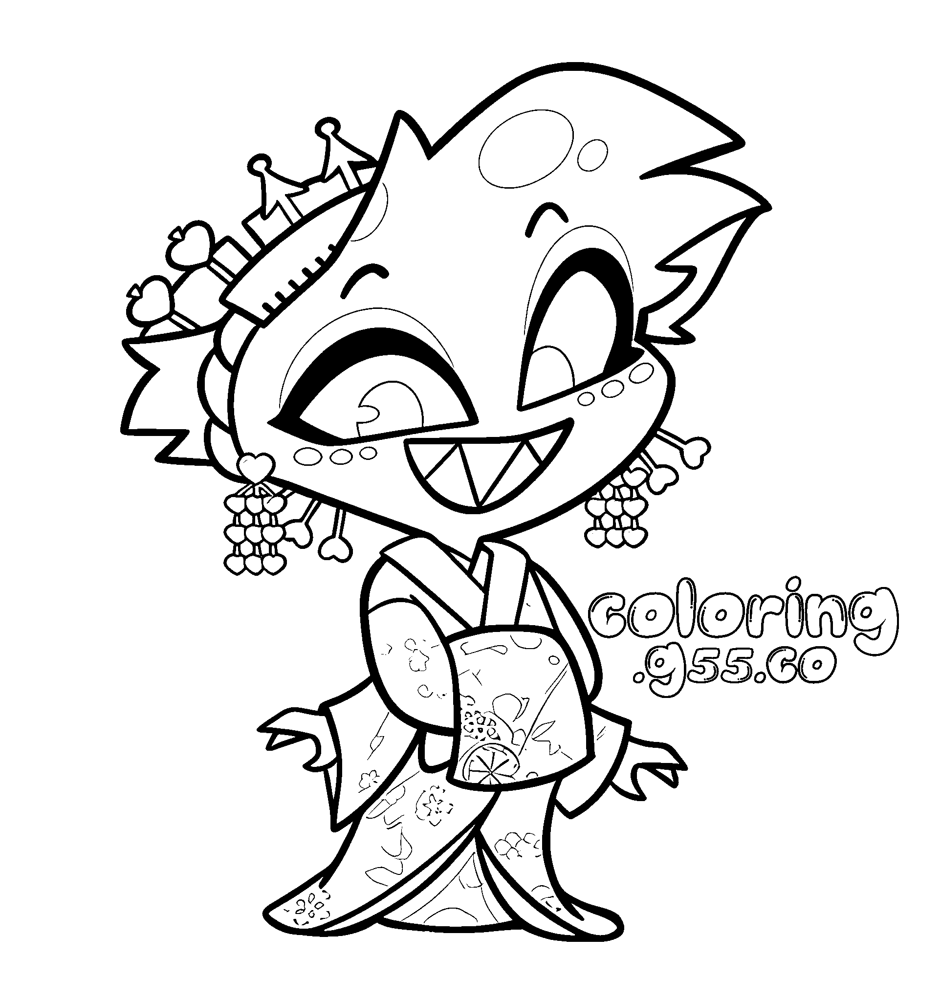 angel dust in kimono hazbin hotel line art for kids