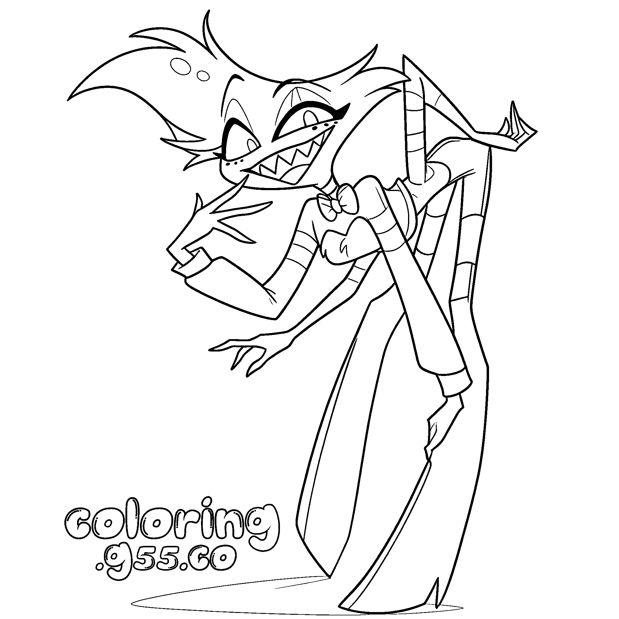 angel dust posing hazbin hotel line art for kids