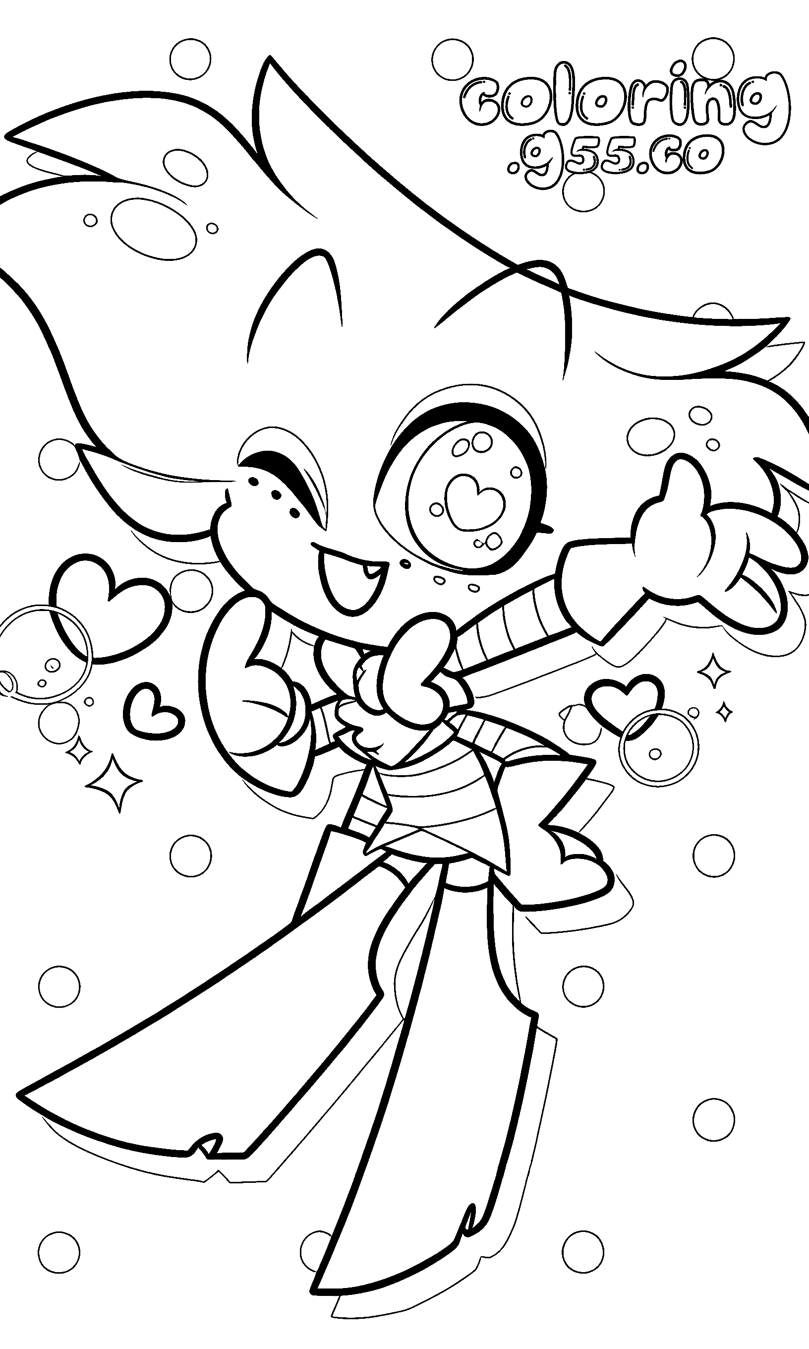 chibi angel dust with hearts hazbin hotel line art for kids