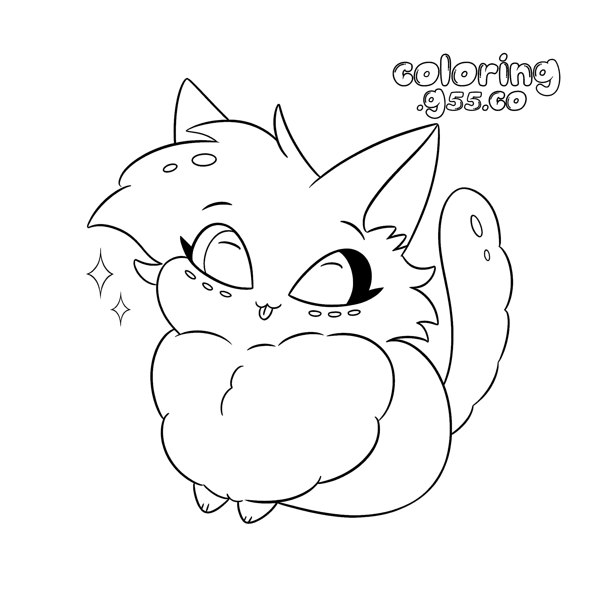 cute chibi cat angel dust fluffy kitten hazbin hotel line art for kids