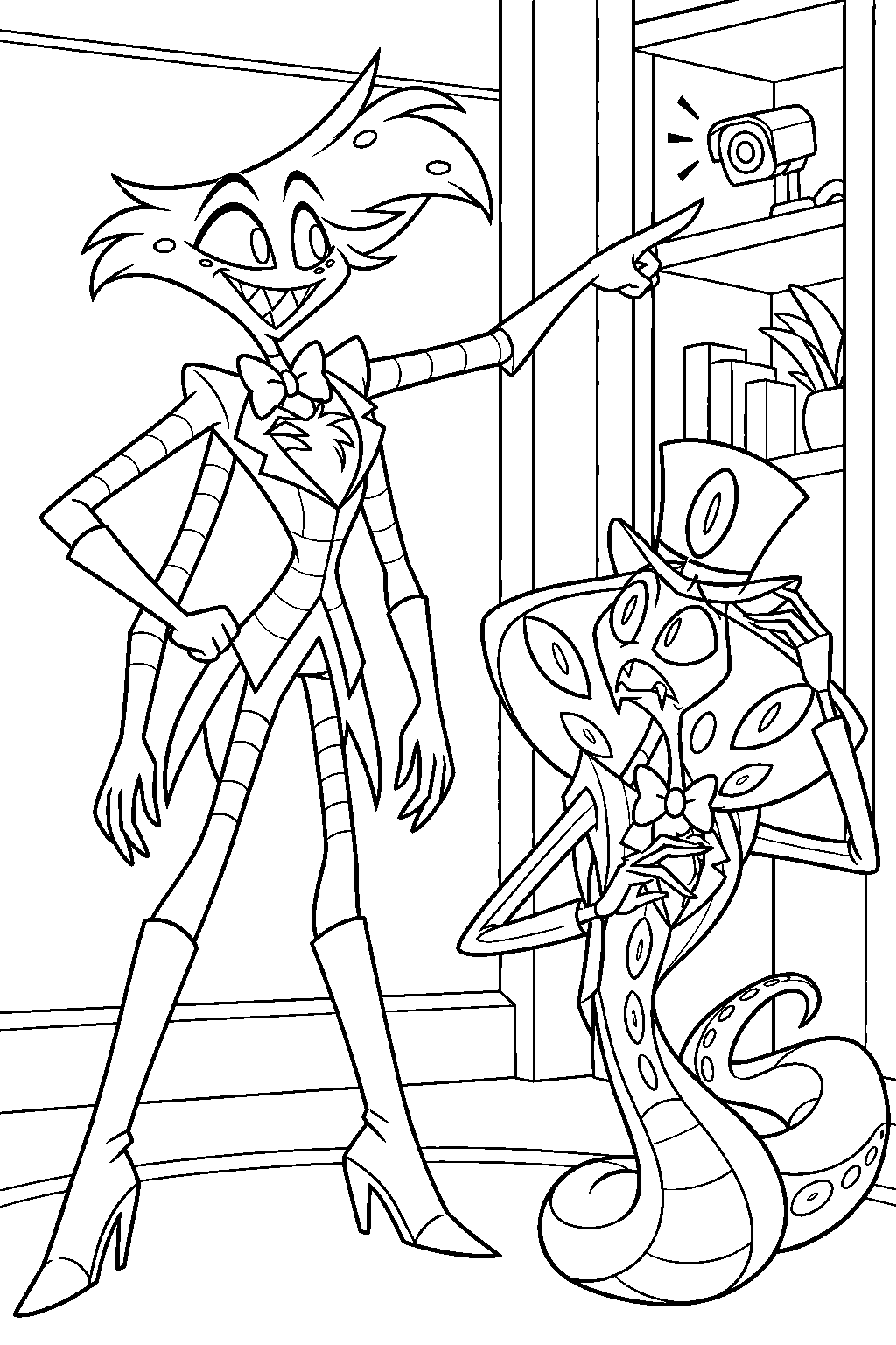 hazbin hotel angel dust discovering sir pentious hidden voxtek spy camera line art