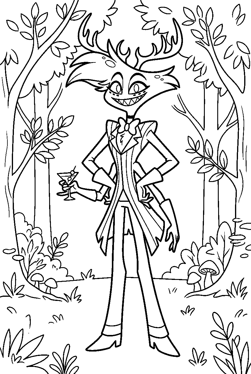 hazbin hotel angel dust in crimson forest line art