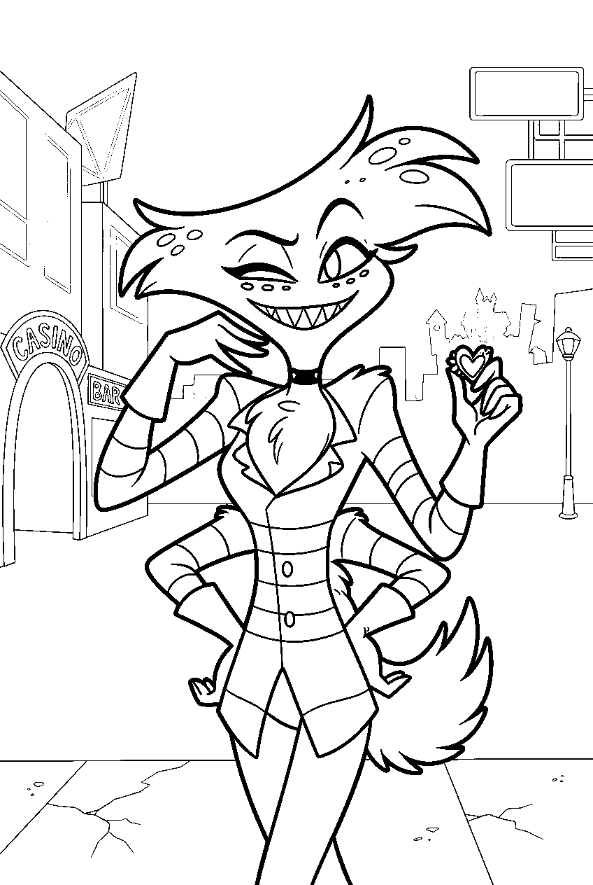 hazbin hotel angel dust in entertainment district line art