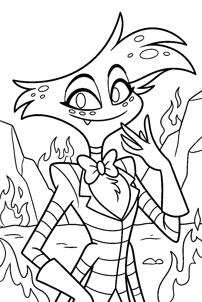 hazbin hotel angel dust in fiery valley line art