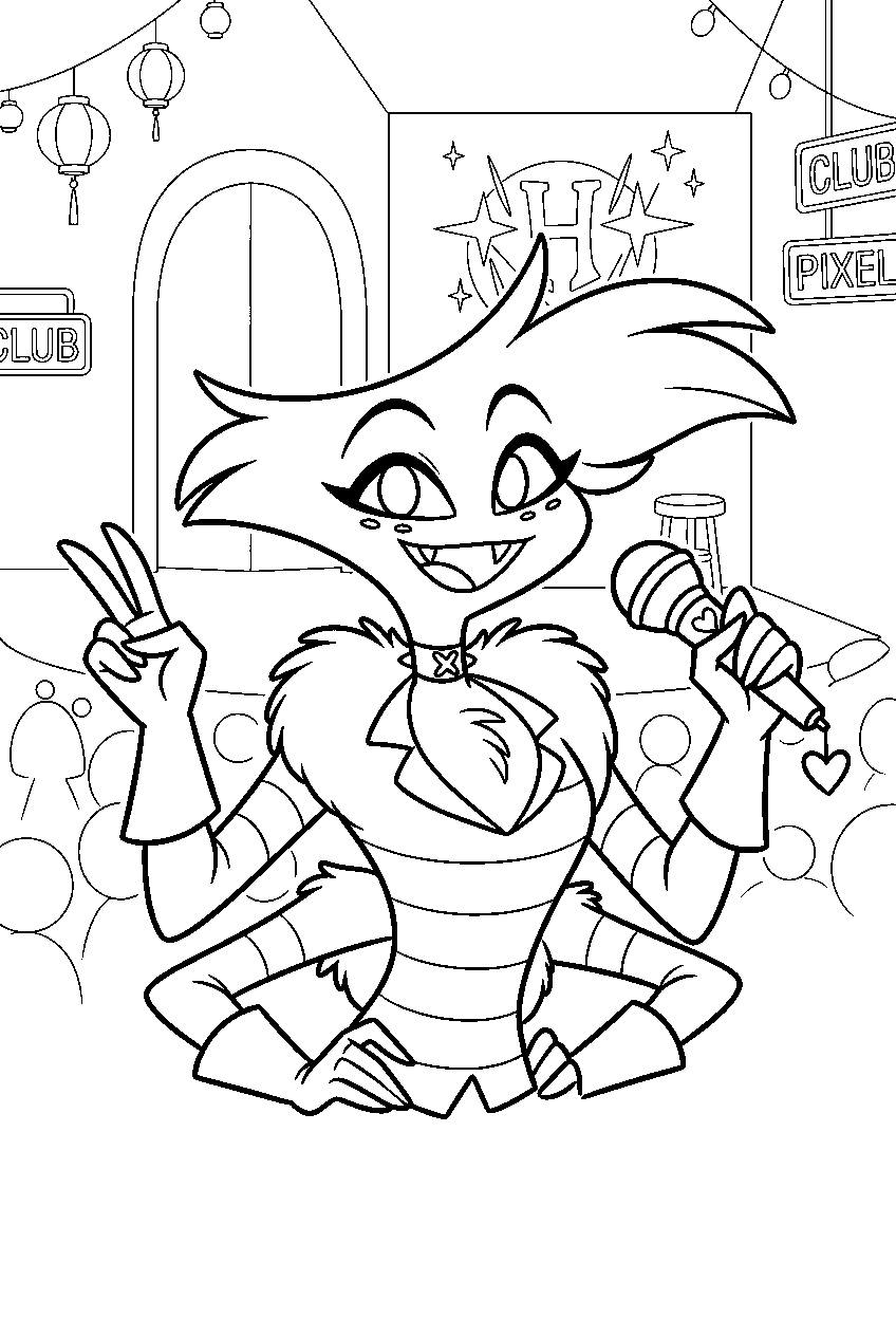 hazbin hotel angel dust in underground club line art