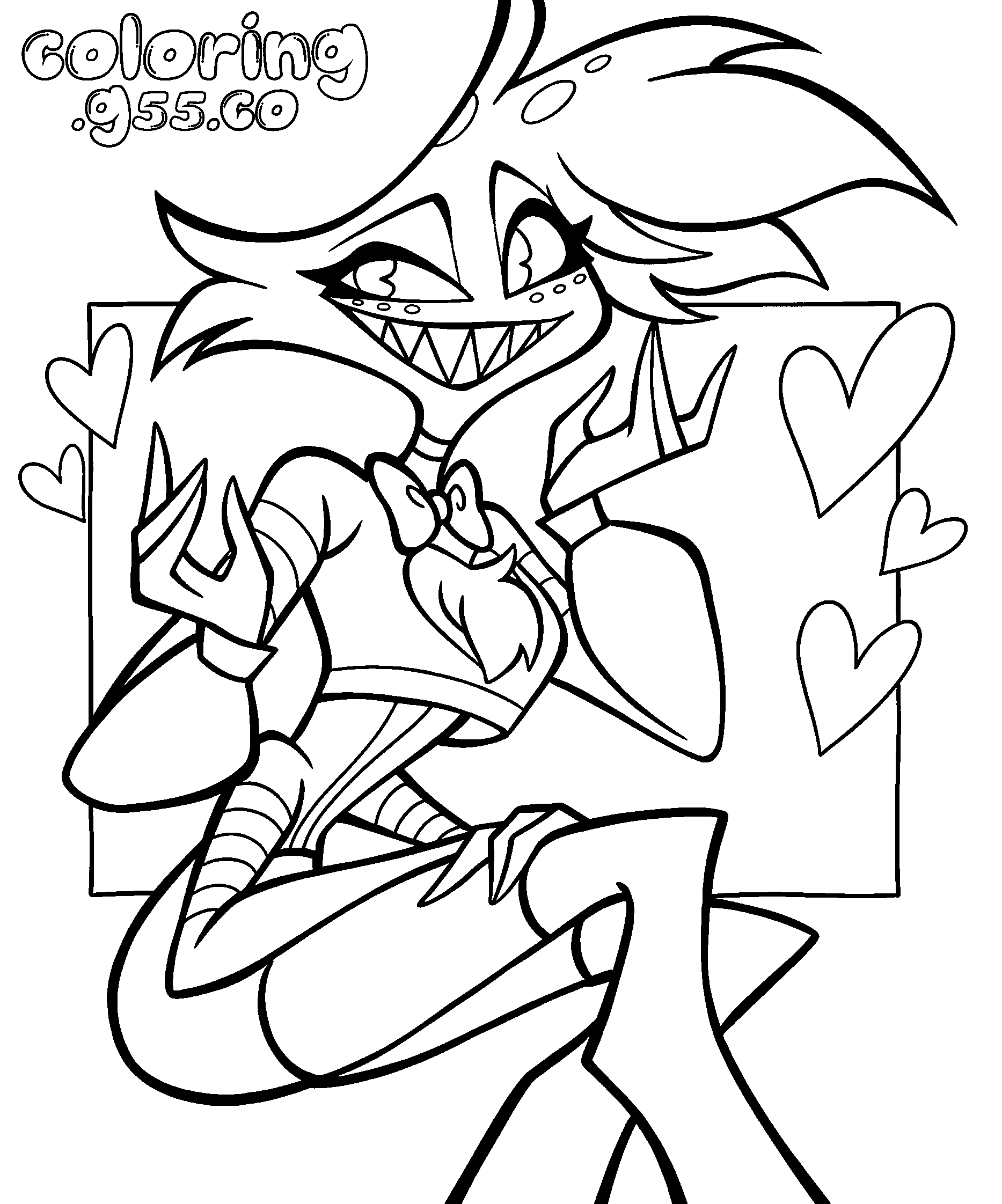 sassy angel dust with hearts hazbin hotel line art for kids