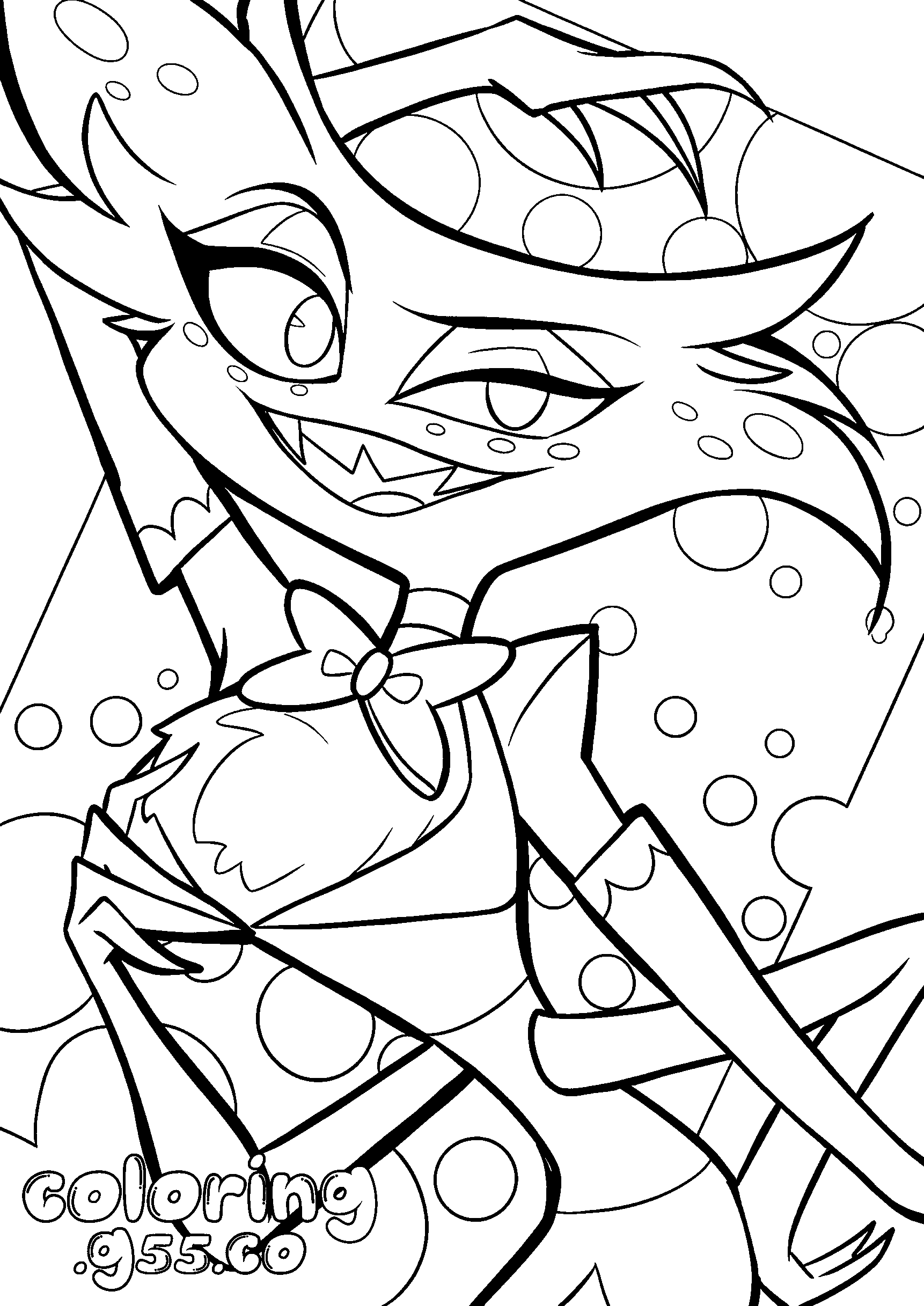 smiling angel dust close up hazbin hotel line art for kids