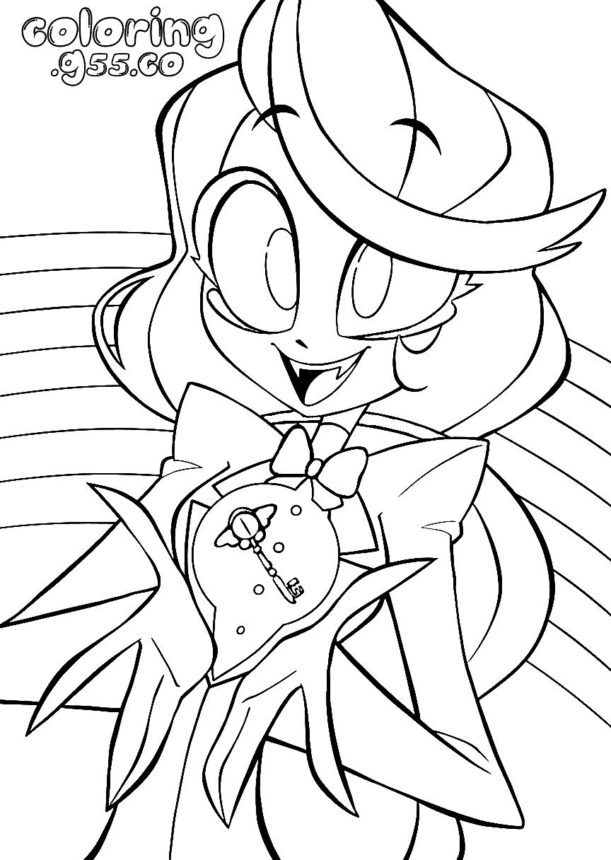 charlie morningstar holding hotel key crystal ball rainbow hazbin hotel line art for kids