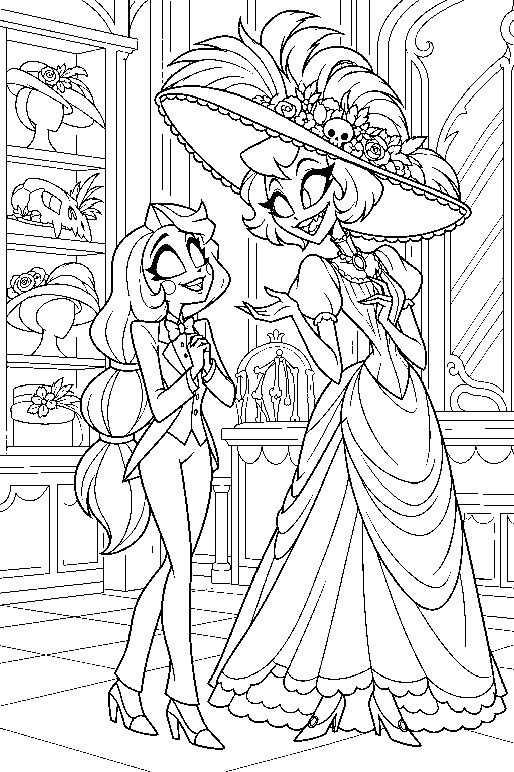charlie morningstar listening to rosie s advice inside rosie s emporium line art