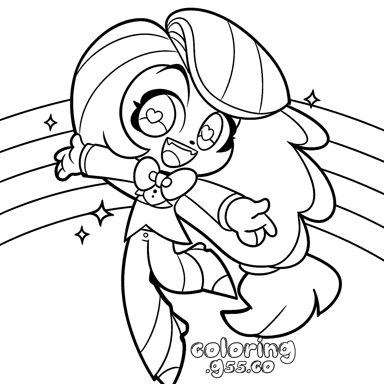 chibi charlie morningstar heart eyes rainbow flying hazbin hotel line art for kids