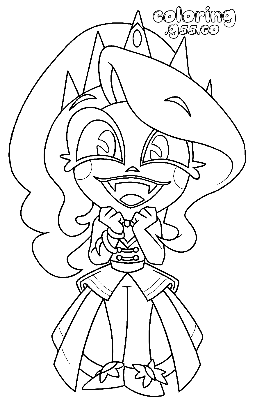 chibi princess charlie morningstar wearing crown hazbin hotel line art for kids