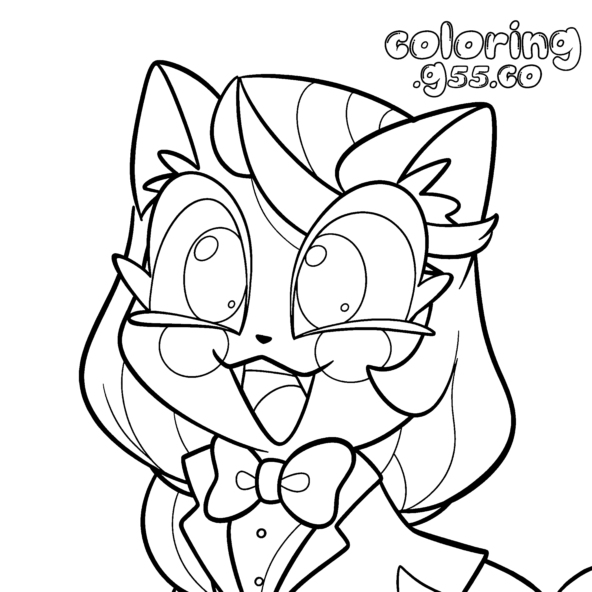 cute cat charlie morningstar portrait hazbin hotel line art for kids