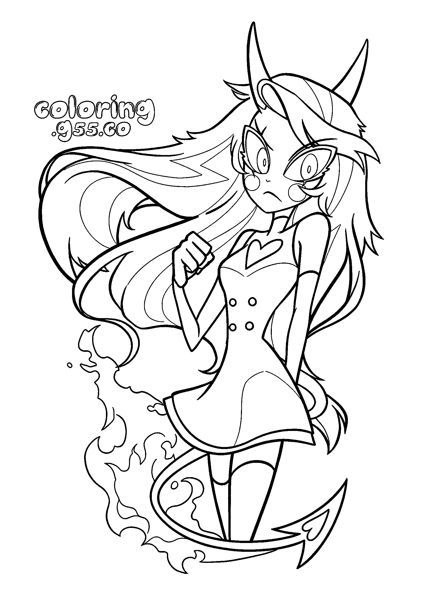 demon form charlie morningstar flames hazbin hotel line art for kids