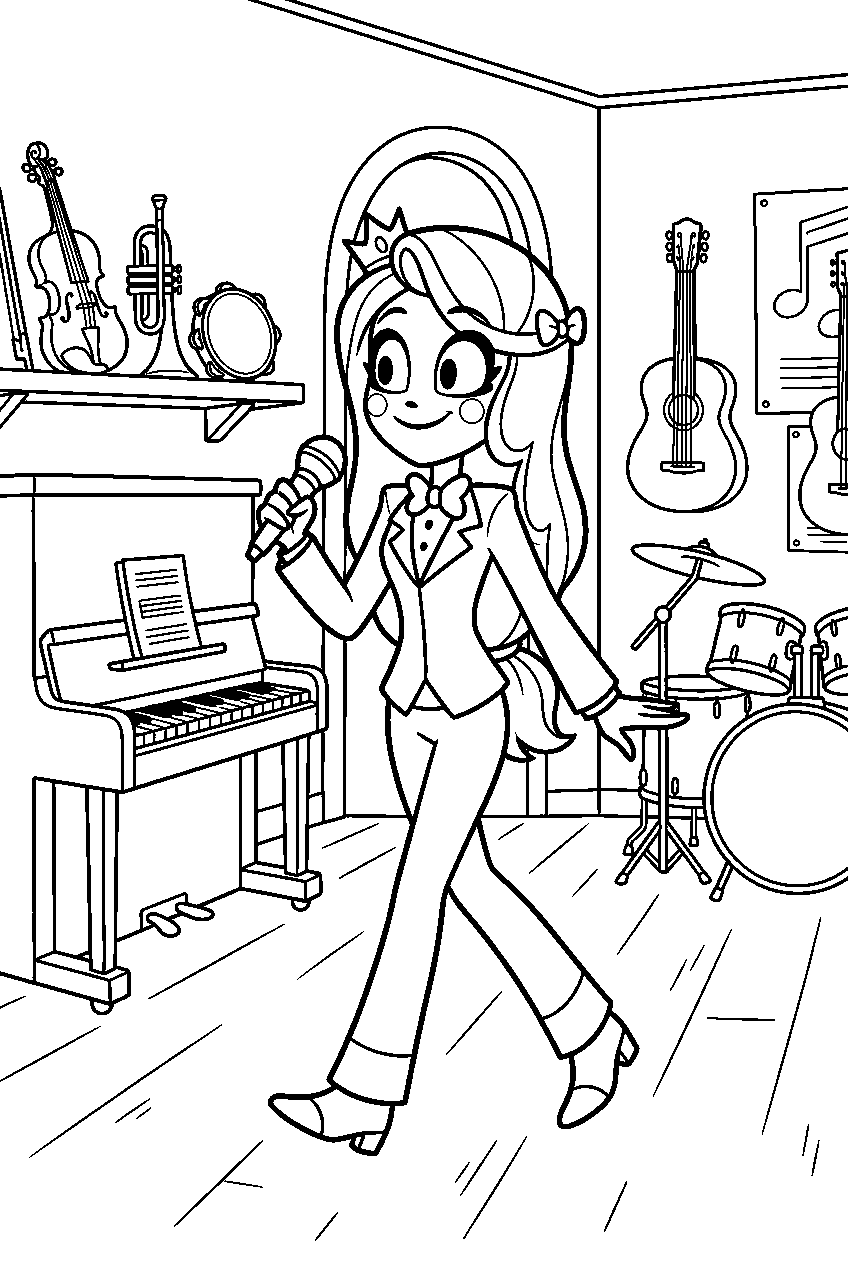 hazbin hotel charlie morningstar exploring in music room line art