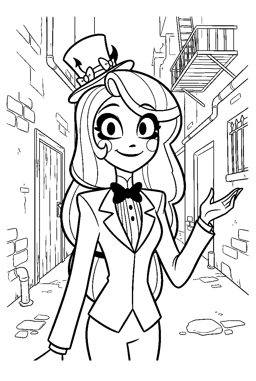 hazbin hotel charlie morningstar in dark alley line art