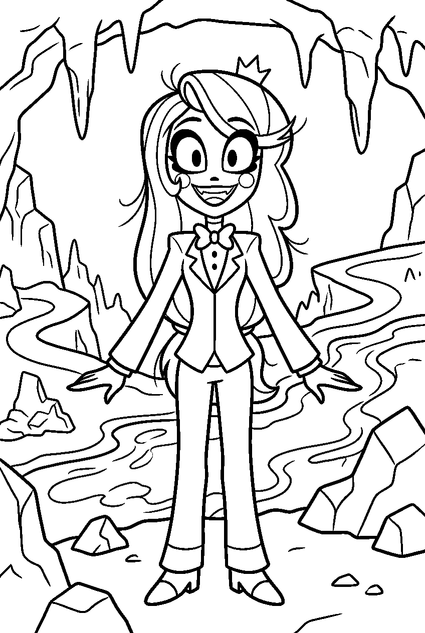 hazbin hotel charlie morningstar in lava cavern line art