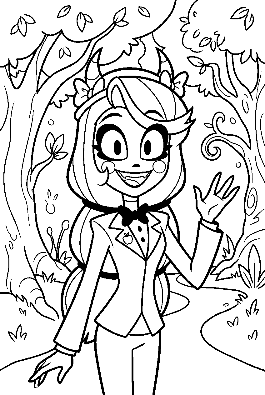 hazbin hotel charlie morningstar in magical forest line art
