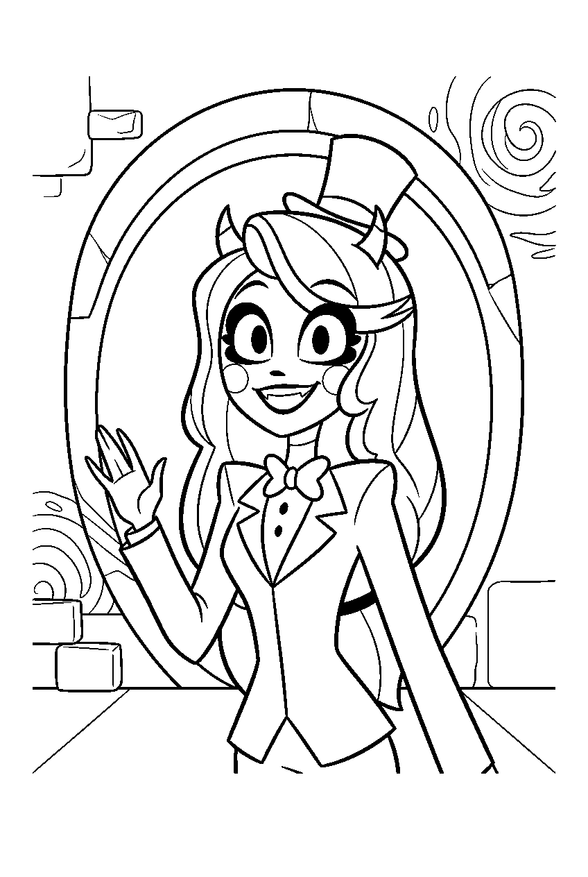 hazbin hotel charlie morningstar in portal chamber line art