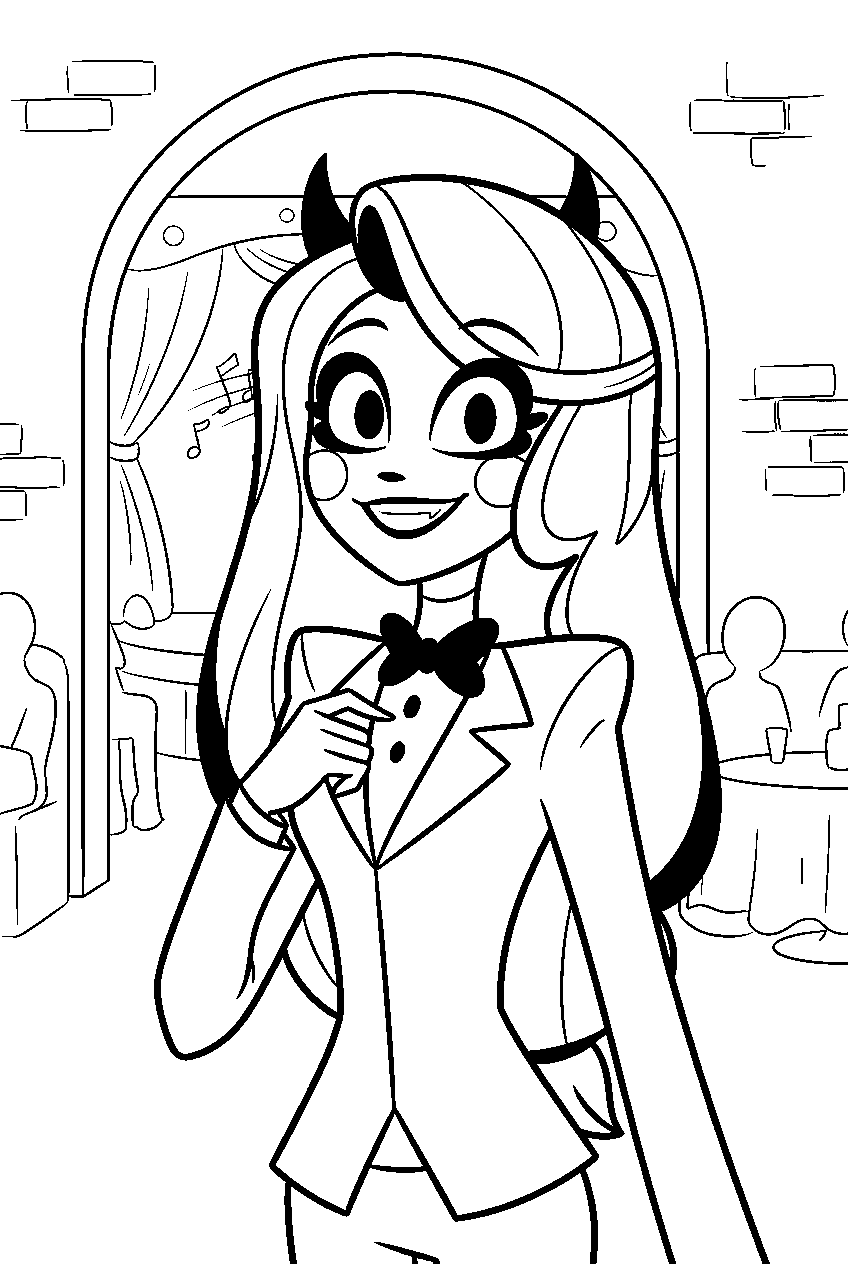 hazbin hotel charlie morningstar in underground club line art