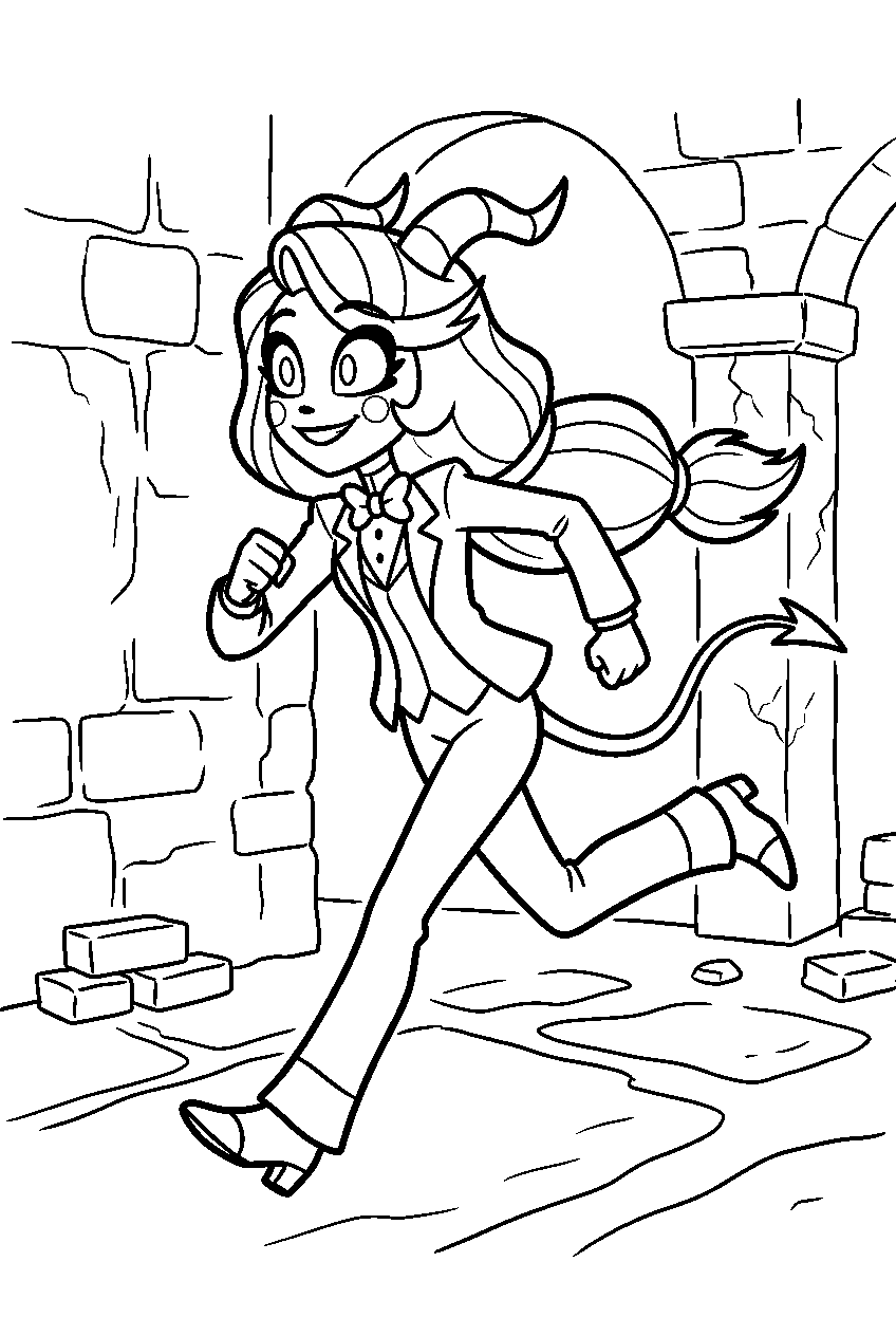 hazbin hotel charlie morningstar running in hidden chamber line art