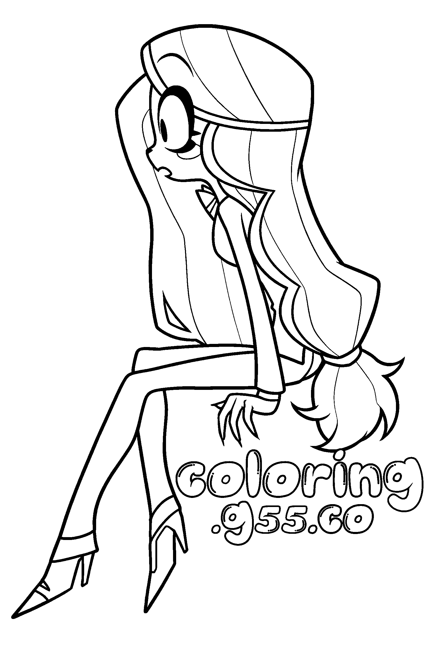 surprised charlie morningstar sitting side view hazbin hotel line art for kids