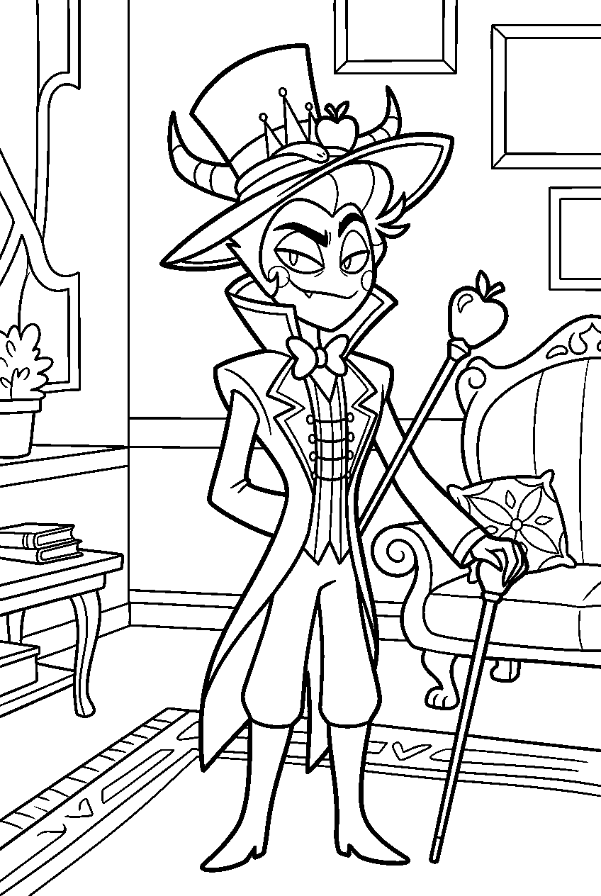 hazbin hotel lucifer morningstar in charlie s room line art