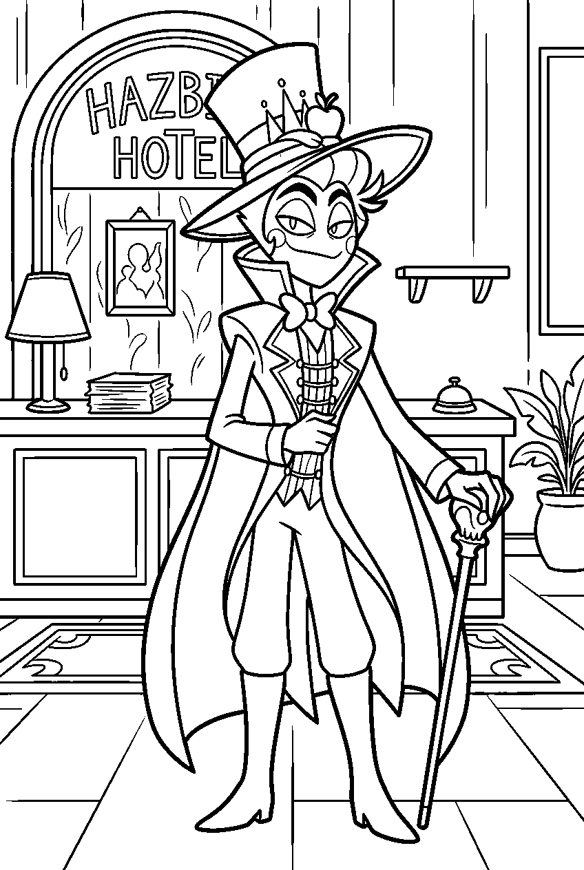 hazbin hotel lucifer morningstar in hotel reception line art