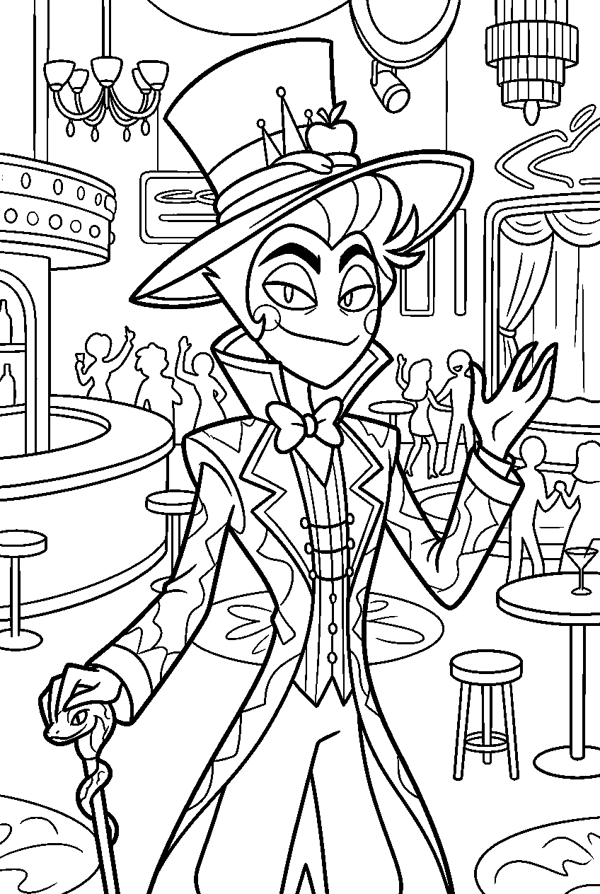 hazbin hotel lucifer morningstar in nightclub line art