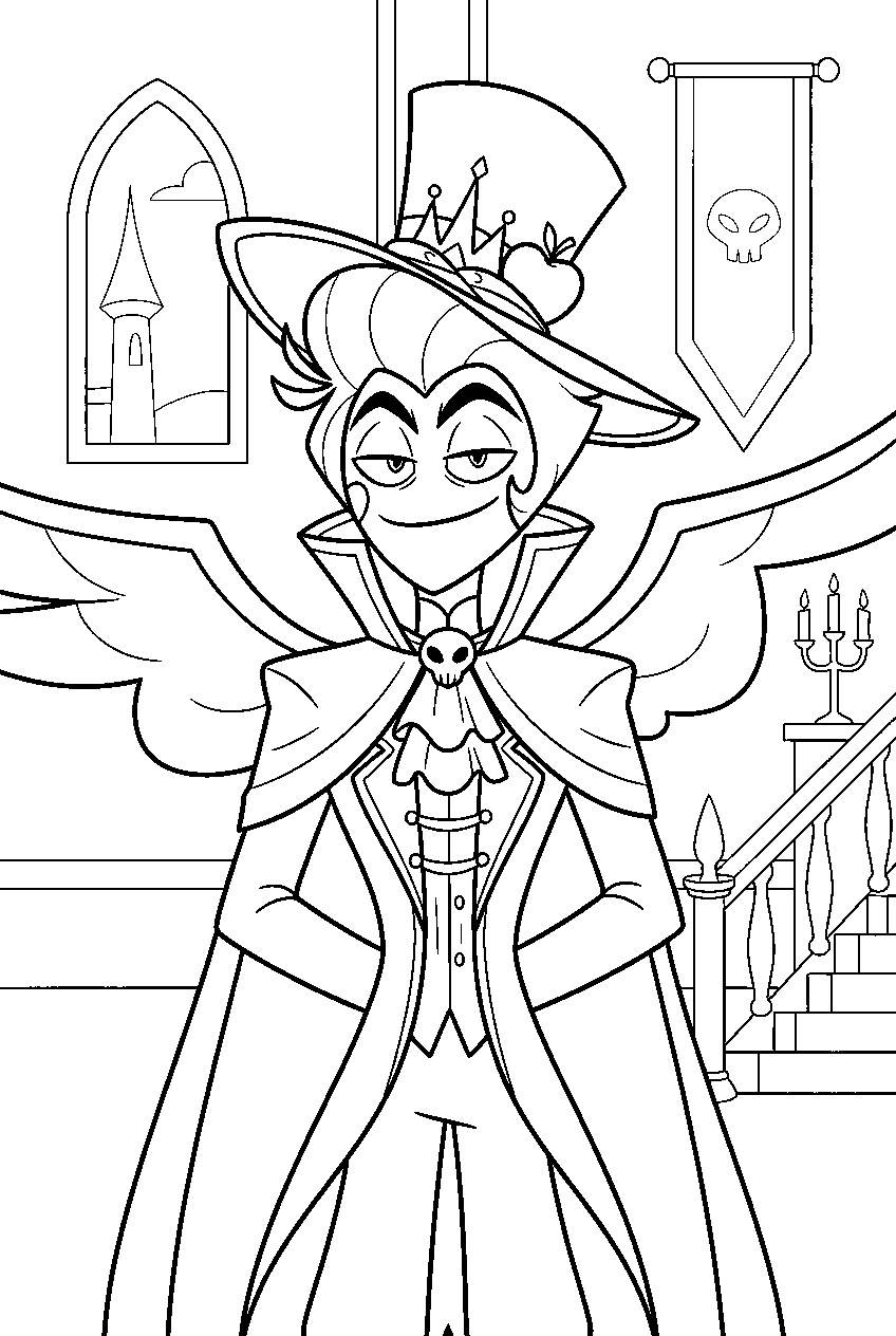 hazbin hotel lucifer morningstar in royal palace line art