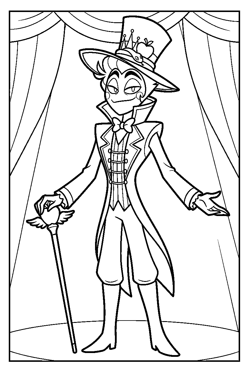 hazbin hotel lucifer morningstar in theater stage line art