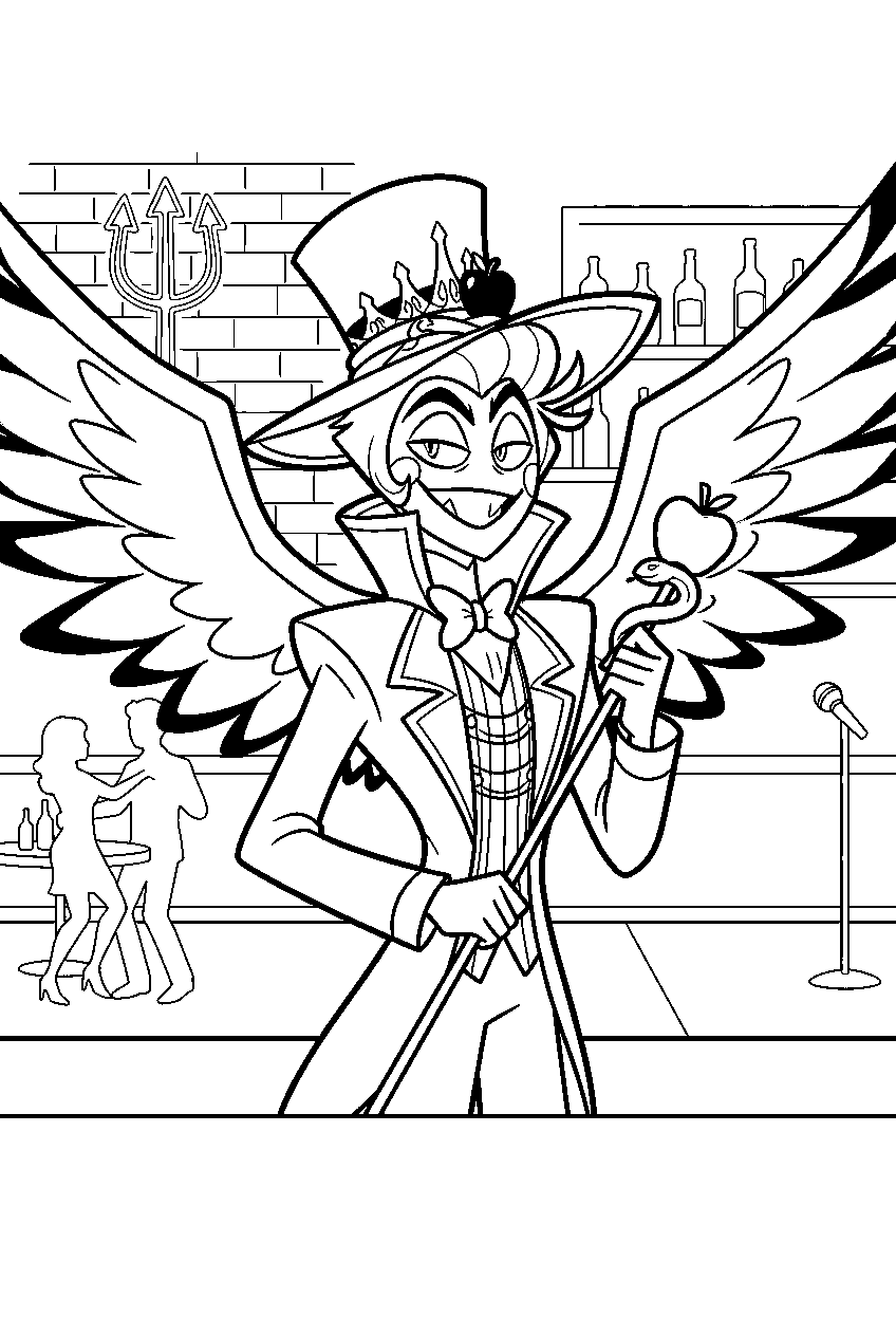 hazbin hotel lucifer morningstar in underground club line art