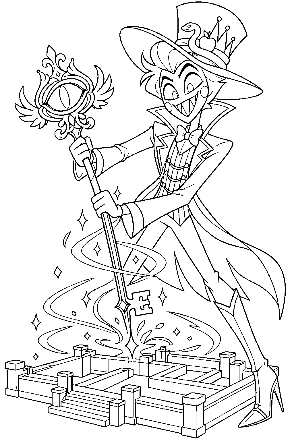 hazbin hotel lucifer morningstar using keekee s key form to create the new hotel foundation line art