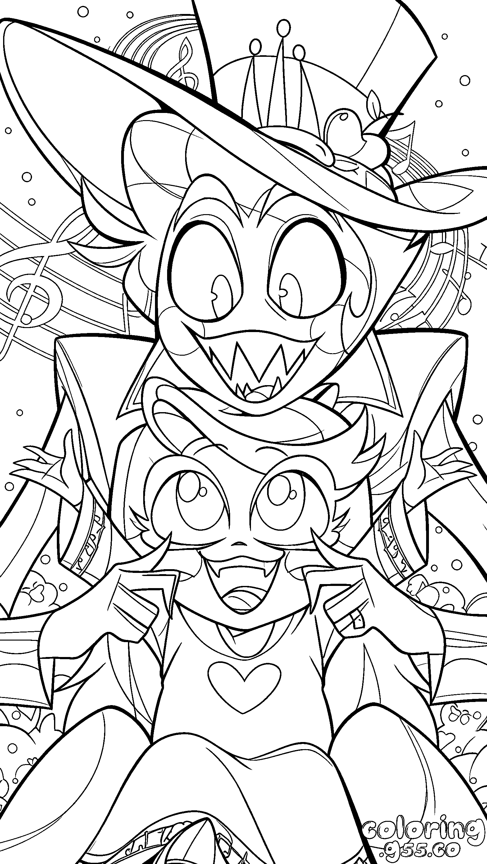 king lucifer and toddler charlie morningstar hazbin hotel line art for kids
