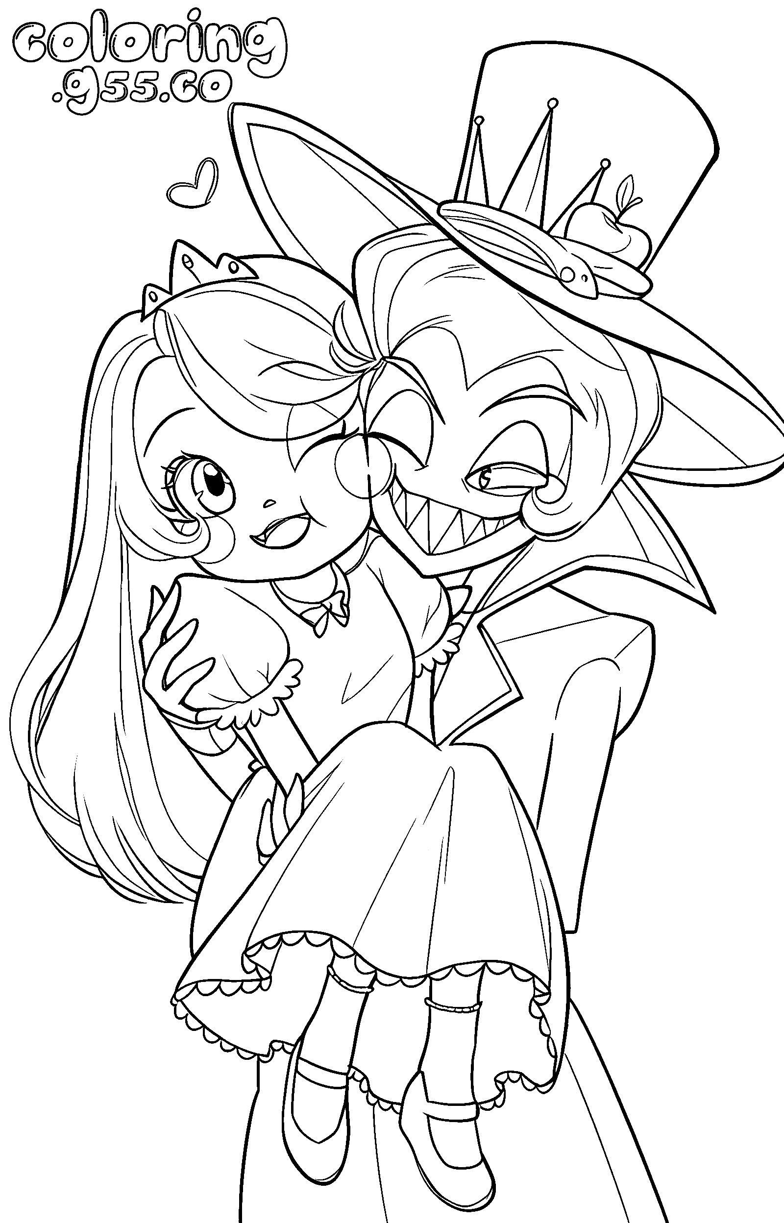 lucifer holding little charlie morningstar hazbin hotel line art for kids